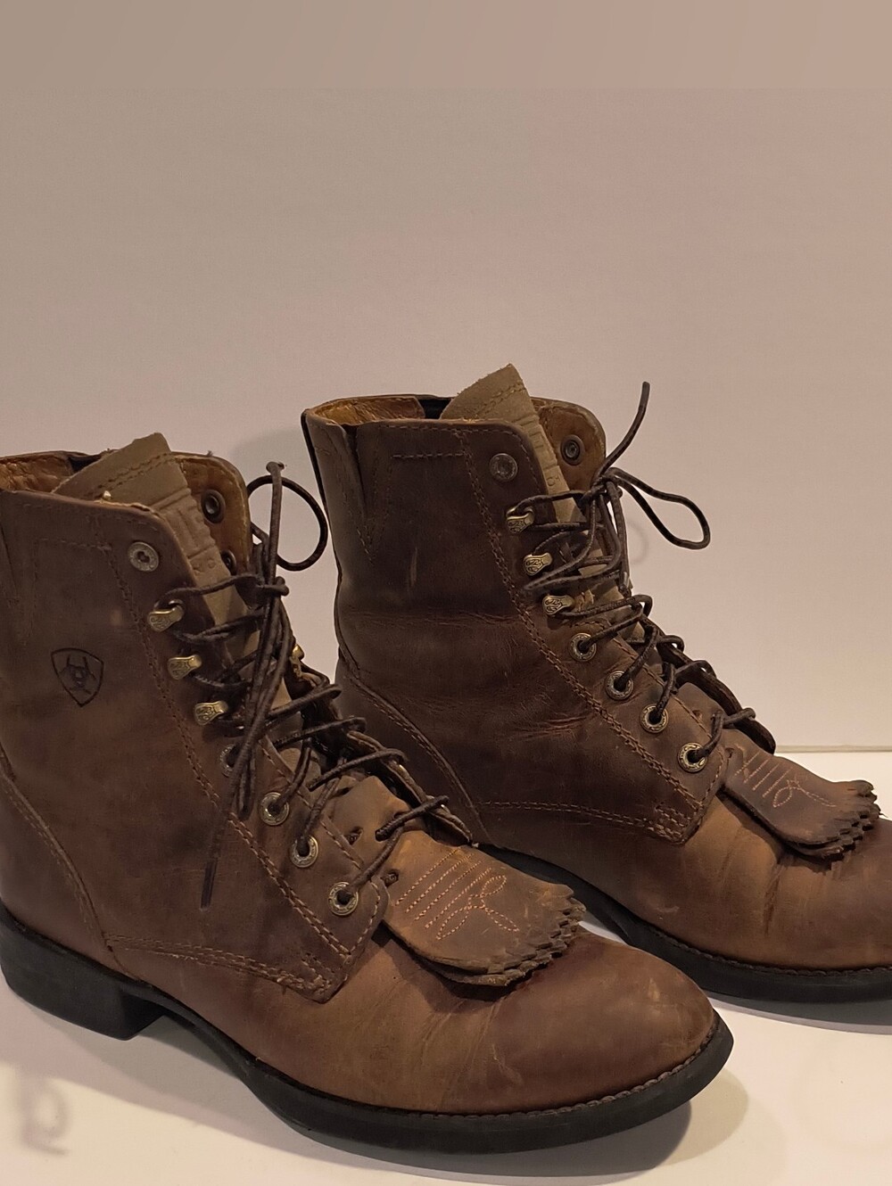 Ariat Womens Heritage Lacer II Boot Size 7.5 Kiltie Distressed Brown Lace Up